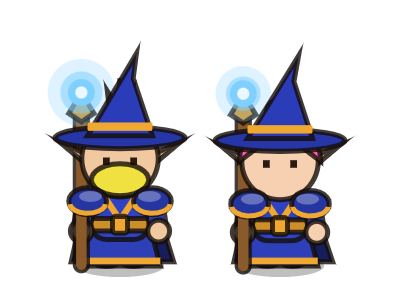Gnome mages, male and female