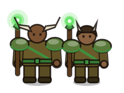 Minotaur druids, male and female