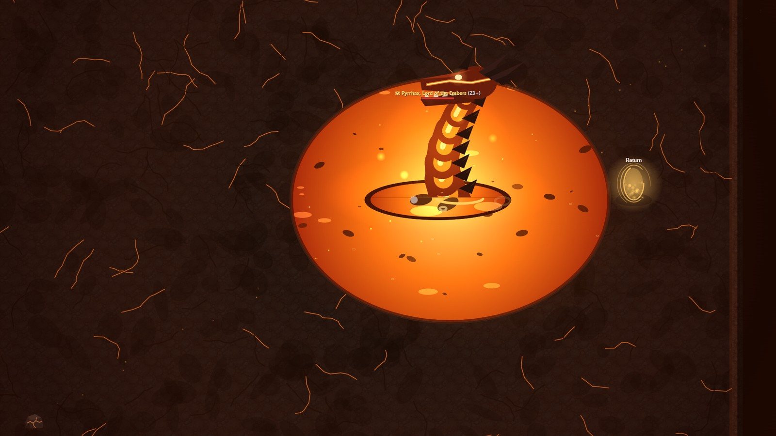 Pyrrhax, Lord of the Embers, rising from the lava